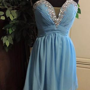 Baby Blue Rhinestone Prom Dress sz. 2